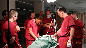 Rui Fernandes performs operation on the fresh cadaver.